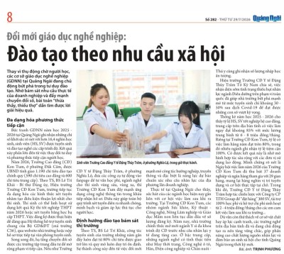 Báo Quảng Ngãi - "Đổi mới giáo dục nghề nghiệp: Đào tạo theo nhu cầu xã hội"