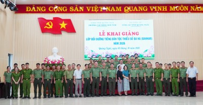 Trường Cao đẳng Kon Tum phối hợp Công an tỉnh Quảng Ngãi tổ chức Lễ khai giảng lớp bồi dưỡng tiếng dân tộc thiểu số Ba na (Bahnar), khóa IV năm 2026